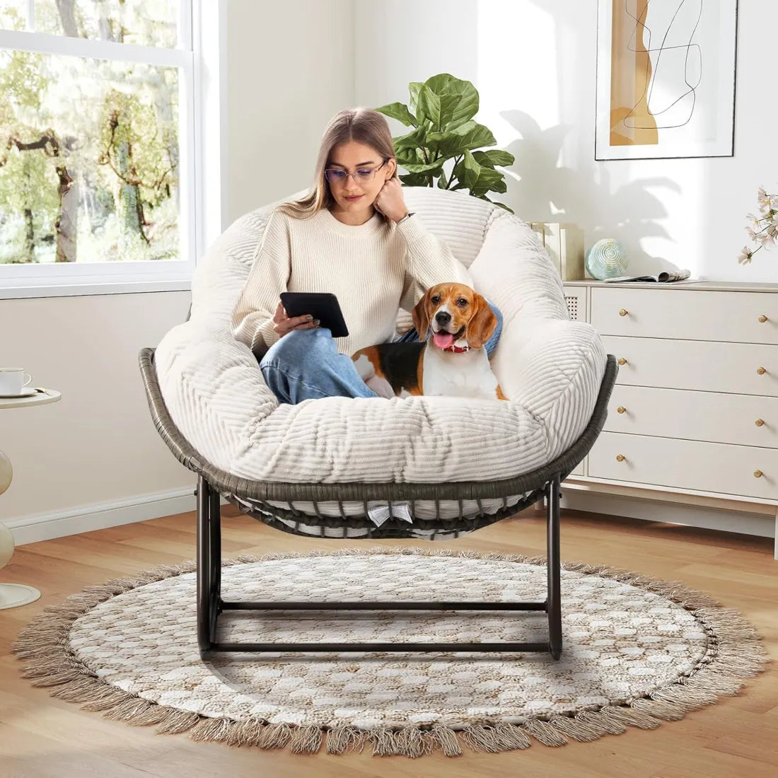 Plush Rocking Papasan Chair
