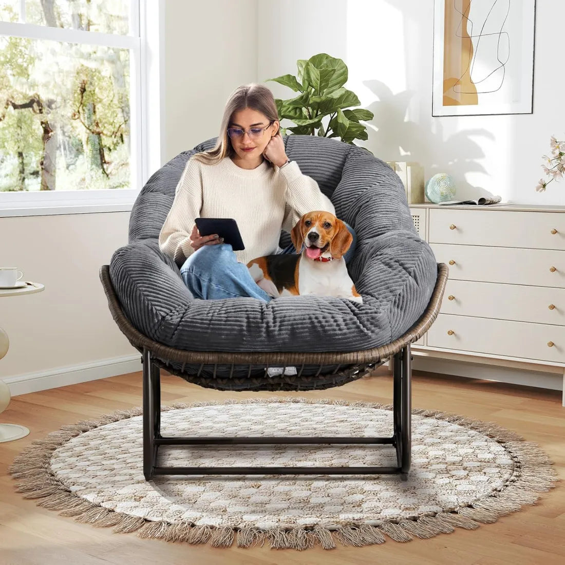 Plush Rocking Papasan Chair