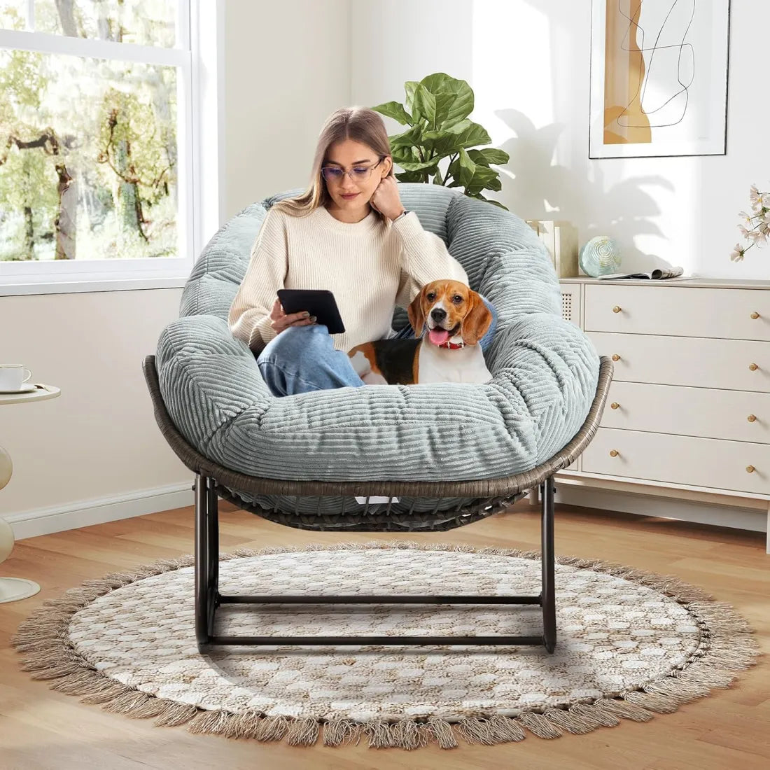 Plush Rocking Papasan Chair